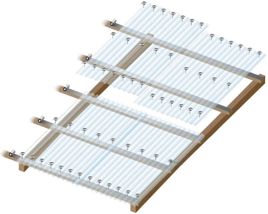 Wellplatten werden auf einer Holz- oder Metallunterkonstruktion montiert. Beachten Sie bei der Montage Ihrer Lichtplatte stets die Anleitungen der Hersteller. Unterkonstruktion für Lichtplatten und Wellplatten aus Holz in Verbindung mit passendem Zubehör