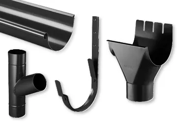 Farbbeschichtete Dachrinne farbig NIAGARA - als mehrteiliges System in verschiedenen Ausführungen lieferbar.