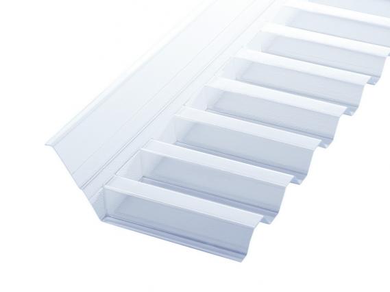 Wandanschluss aus PVC in klar für Lichtplatten im Profil 70/18 Trapez (Spundwand)