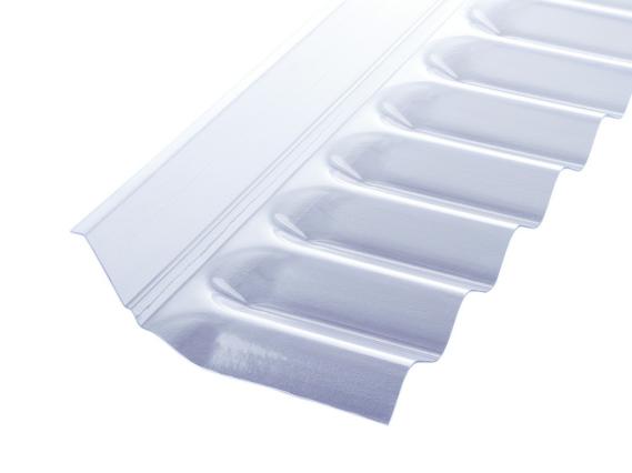 Wandanschluss aus PVC in klar für Lichtplatten im Profil 76/18 Sinus