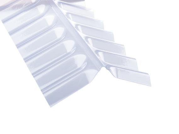 Firstabdeckung aus PVC in klar für Lichtplatten im Profil 76/18 Sinus
