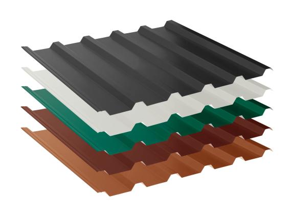 Trapezblech T-35M/1050 in der Materialstärke 0,50 mm und allen verfügbaren Farben für dieses Dachblech.