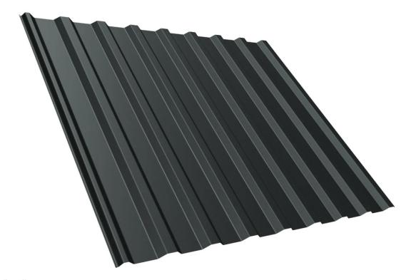 Trapezblech mit einer Materialstärke von 0,63 mm in den Farben Anthrazit, Rotbraun und Grauweiß - ideal als Dacheindeckung oder Wandverkleidung