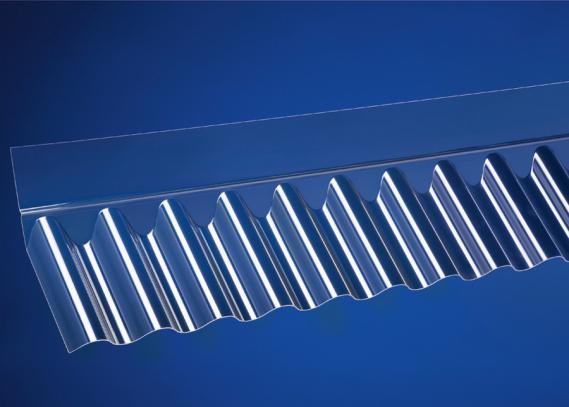 Acrylglas Wandanschluss klar für Lichtplatten im Profil 76/18 Sinus.
