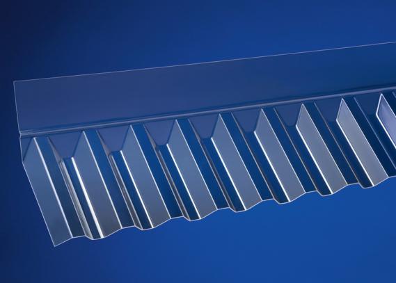 Acrylglas Wandanschluss klar für Lichtplatten im Profil 76/18 Trapez (Spundwand).