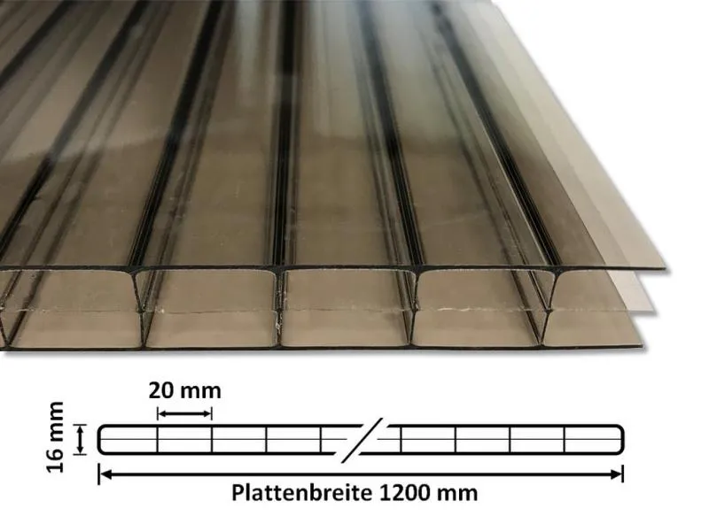 Stegdreifachplatte_Polycarbonat_16mm_bronze_mit_Querschnitt_1200 Stegdreifachplatte_Polycarbonat_16mm_bronze_mit_Querschnitt_1200