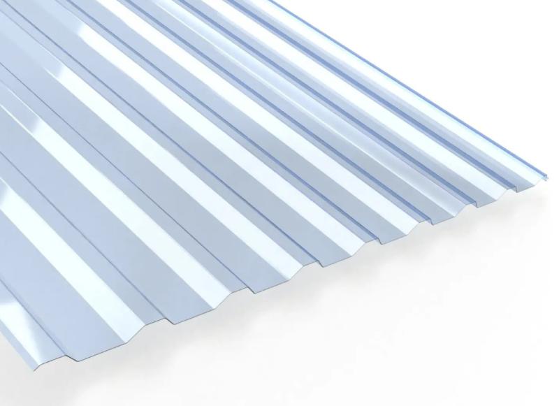 Lichtplatten für Trapezblech aus PVC in farbloser Ausführung.