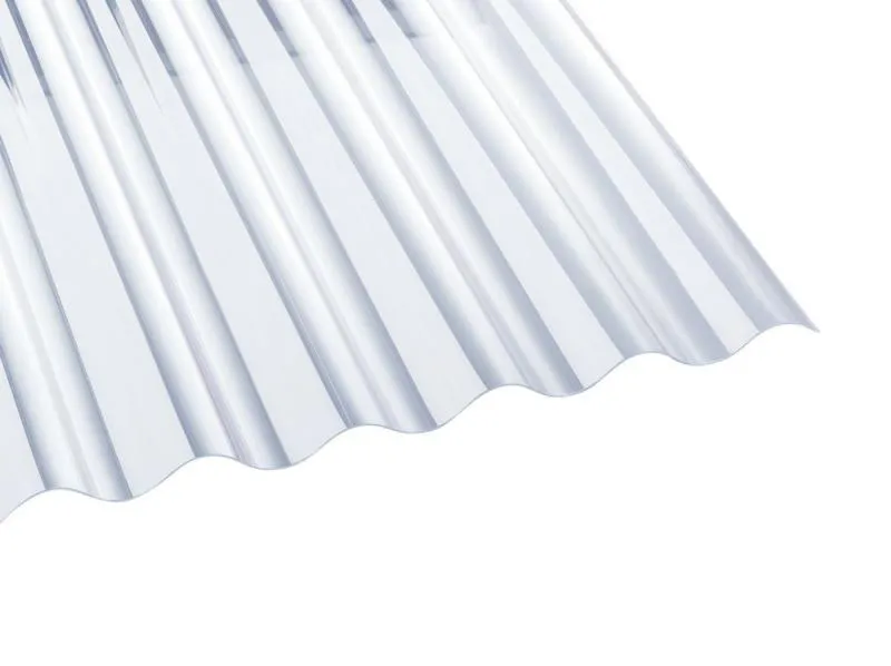 Lichtplatte aus PVC in klar/bläulich mit Sinusprofil und einer Breite von 1030 mm (970 mm Nutzbreite)