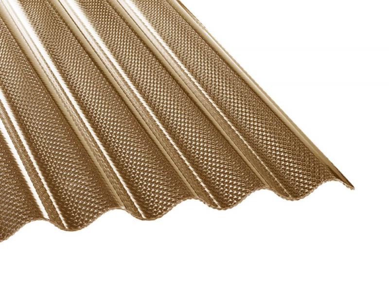 Lichtplatten in Bronze mit Wabenstruktur - gefertigt aus widerstandsfähigem Polycarbonat. Profil 76/18 Sinus (Welle).