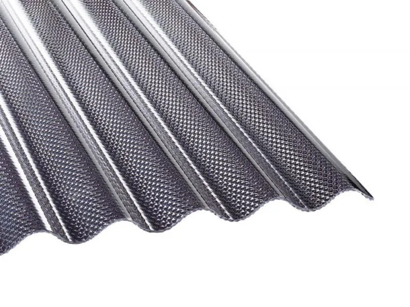 Lichtplatten in Graphit mit Wabenstruktur - gefertigt aus widerstandsfähigem Polycarbonat. Profil 76/18 Sinus (Welle).