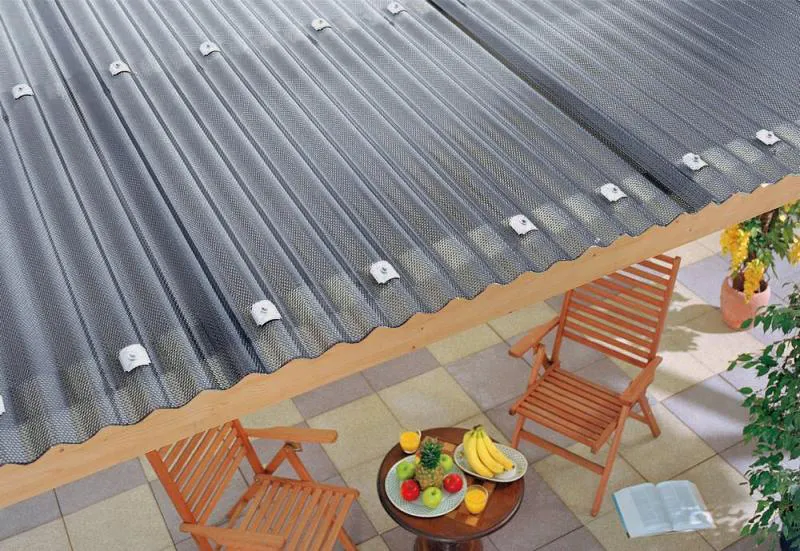 Terrassendach mit Lichtplatte Polycarbonat 76/18 Sinus 2,8 mm Wabe - graphit