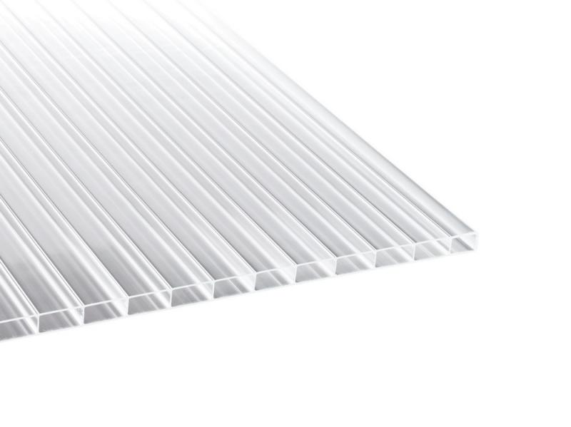 Hochwertige Stegplatte Acryl 16/32 mm - klar - Breite 1200 mm für den Terrassendach-Bau. Sie bietet eine hohe Brillanz und ist UV-beständig.