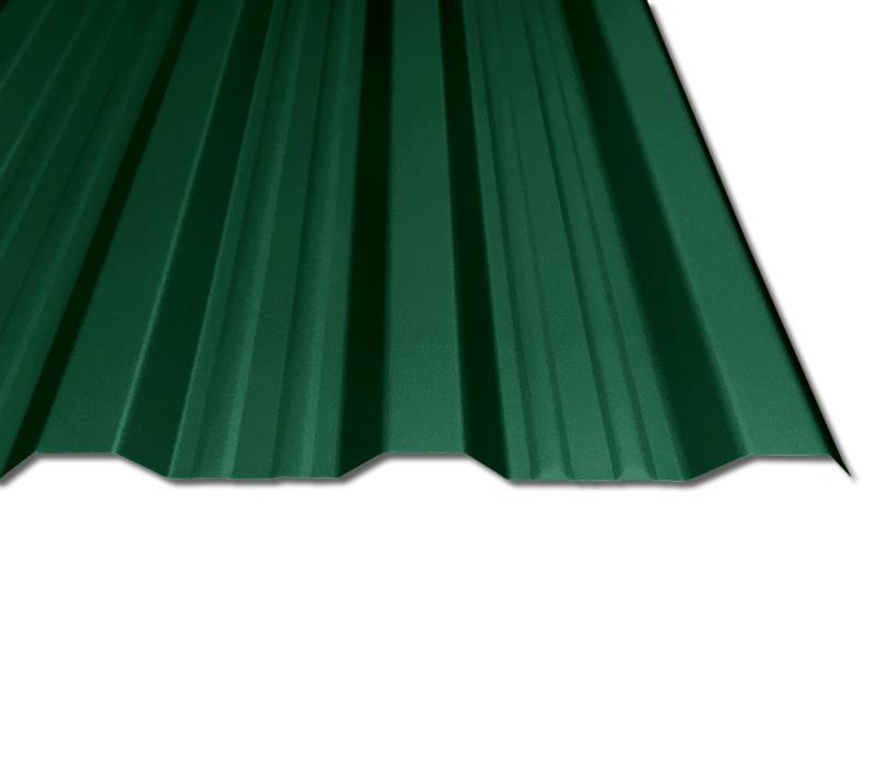 Trapezblech mit 25 µm Beschichtung in RAL6005 Moosgrün - ideal als Dacheindeckung, aber auch Wandverkleidung geeignet Trapezblech mit 25 µm Beschichtung in RAL6005 Moosgrün - ideal als Dacheindeckung, aber auch Wandverkleidung geeignet