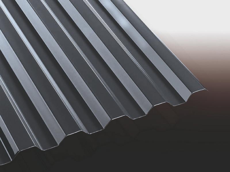 Trapezplatte Polycarbonat 1,0 mm 76/18 Dunkelgrau Trapezplatte Polycarbonat 1,0 mm 76/18 Dunkelgrau